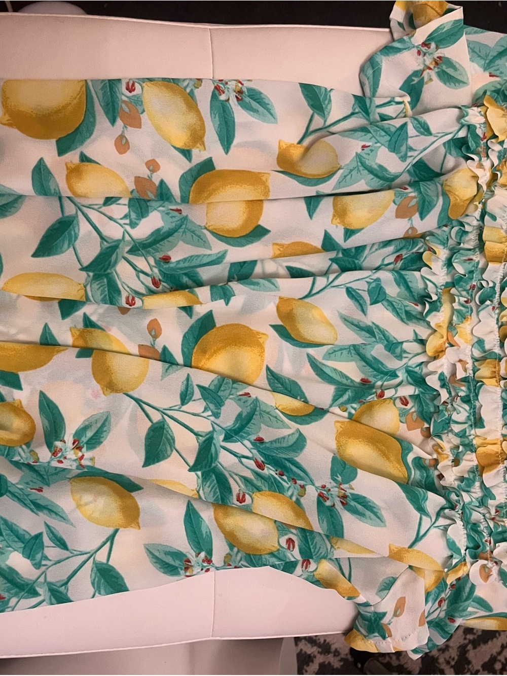 Elle Yellow & Teal Lemon Print Dress